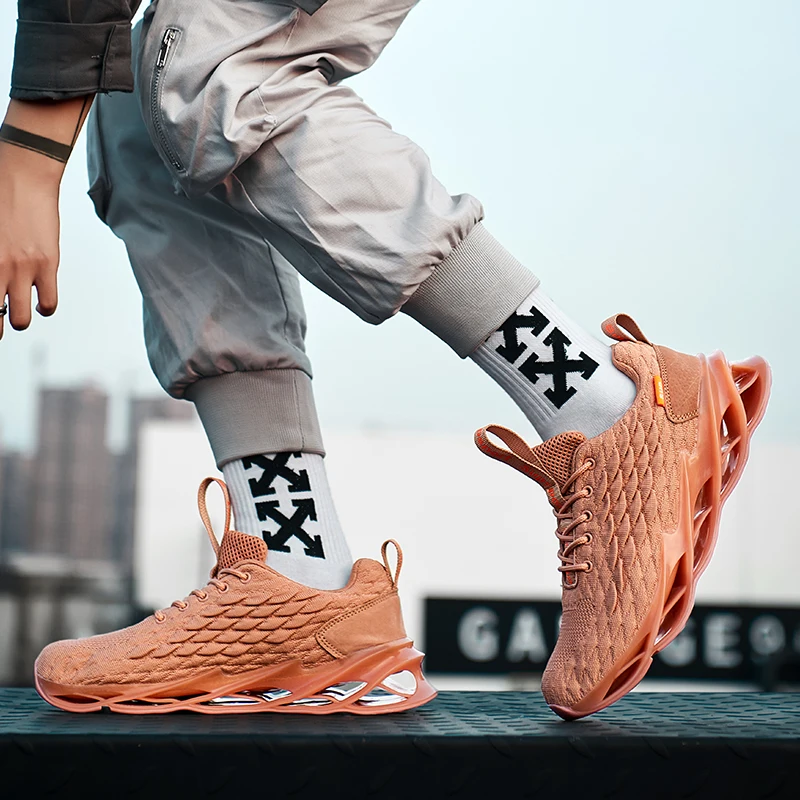 JIEMIAO New High Quality Blade Sole Men Sneakers Breathable  Running Shoes Outdoor Comfortable Sports Shoes Zapatillas Hombre