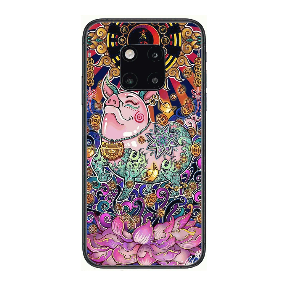

Twelve Chinese Zodiac Phone Case For Huawei mate 30 10 20 40 Lite Smart Z Pro Black Etui 3D Coque Painting Hoesjes case