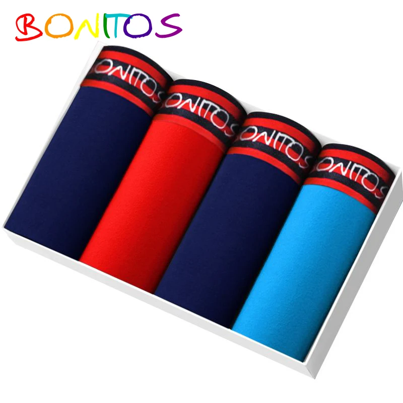 BONITOS, боксеры, шорты для мужчин, 4 шт./партия, нижнее белье для мужчин, Кальвин, хлопок, мужские трусы, бамбук, Mariconera, Calecon, мужские подштанники, сексуальные, отруби