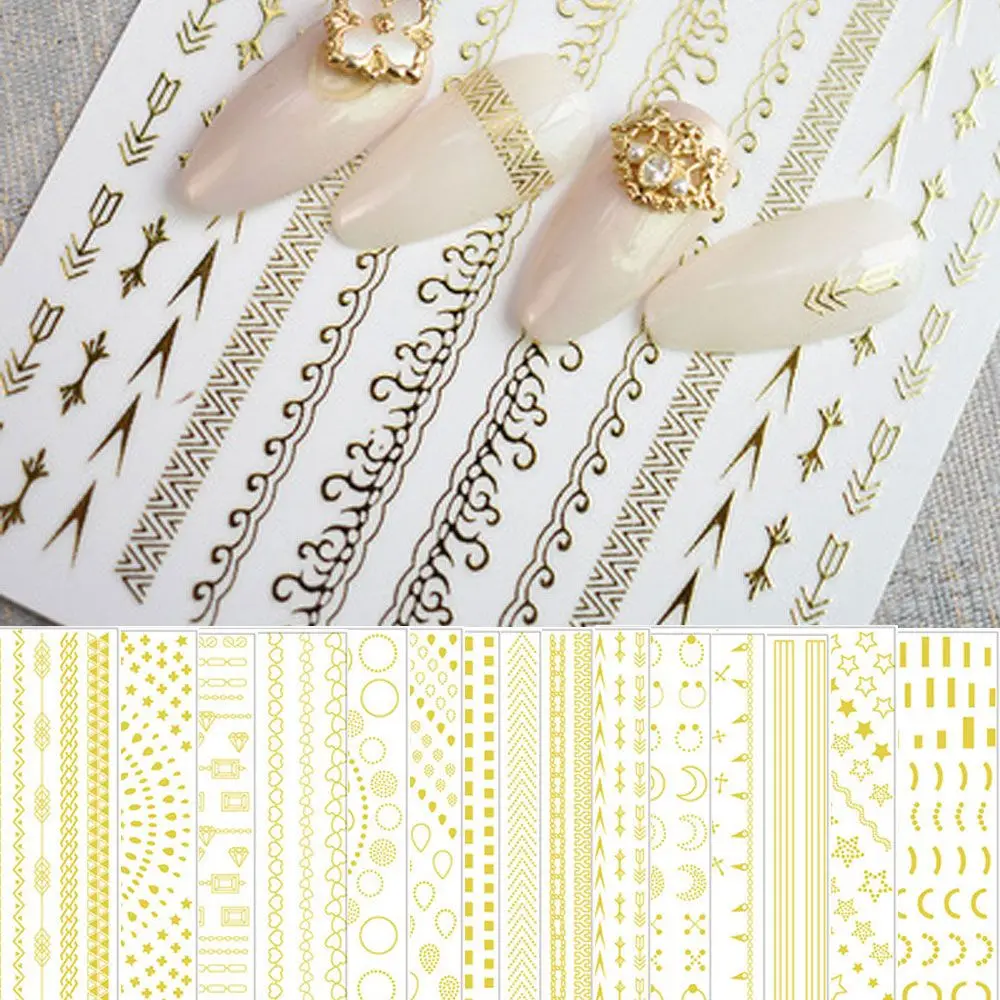 

New Easy To Use Back Sticker Fashion Individuality Metal Stripe Decoration Nail stickers