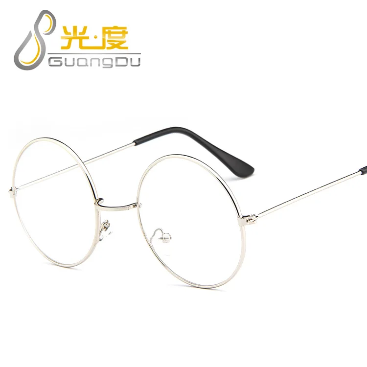 

Fashion Round Metal Plain Glass Spectacles Women Men Spring Hinge Prescription Glasses Frame No Diopter Eyewear