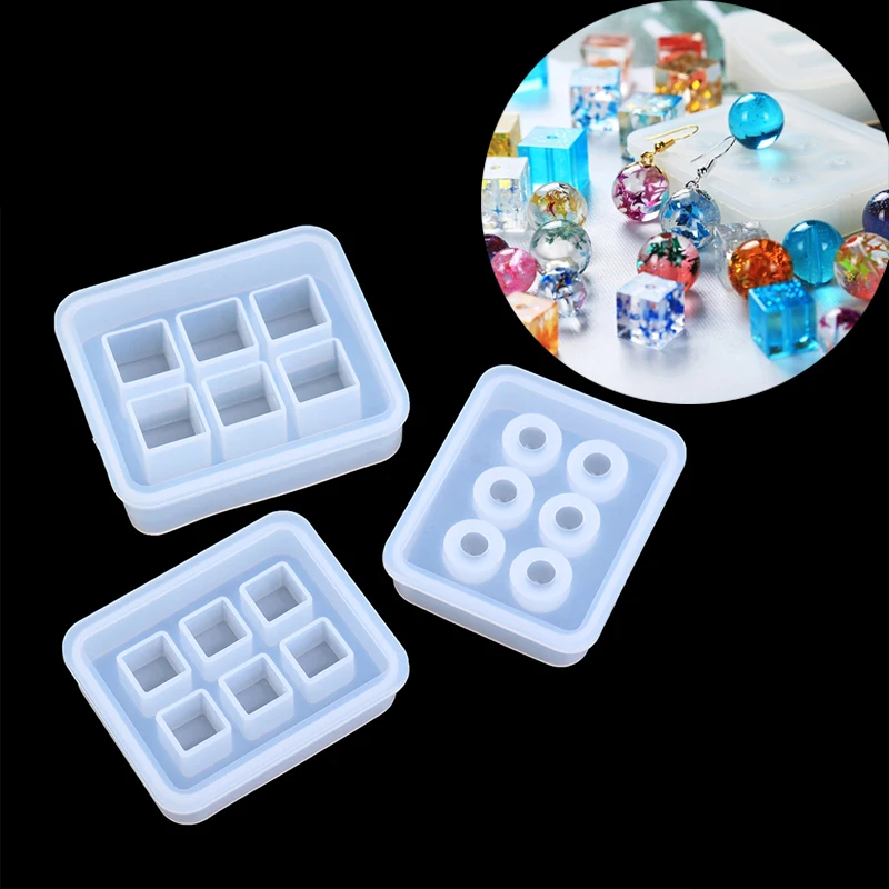 

1pcs Transparent Rectangle Silicone Bead Mould Square Ball 6 Hanging Holes DIY Epoxy Jewelry Mold Resin Molds For Jewelry