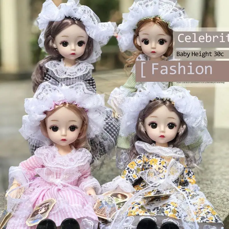 

New 30cm Movable Joints Doll Casual Daily Fashion Style Kawaii Cute Long Hair 3D Big Eyes Dummy Model Doll Toy Birthday Gift