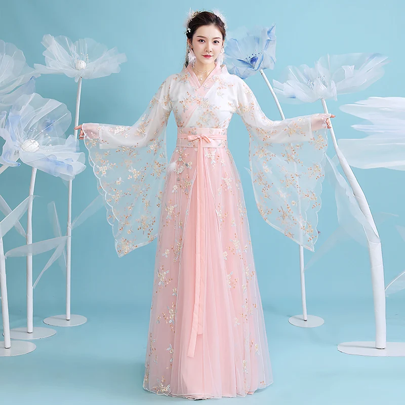 

Chinese Traditional Clothing Women Beauty Classical Stage Costume Movie Tv Drama Hanfu Dress Girl Large Size Chiffon Lace Skirt