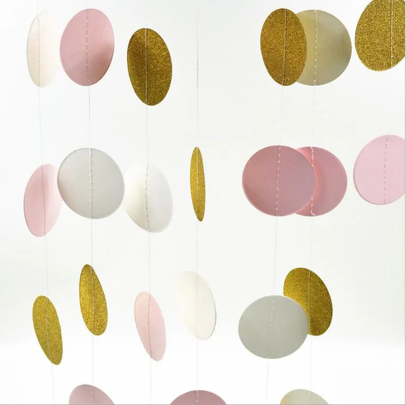 Праздничные баннеры серпантин конфетти цвета: розовый белый и золотой блестящий