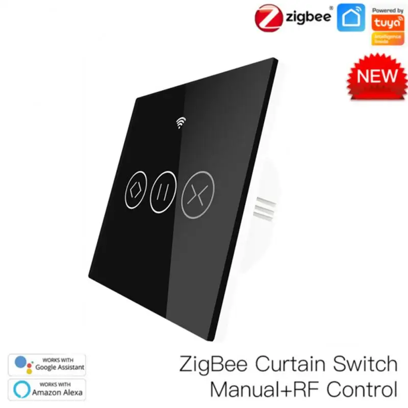 

2021 сенсорный выключатель для штор Tuya ZigBee RF для умного дома, рулонные жалюзи, беспроводное реле управления затвором, работает с Alexa Google Home