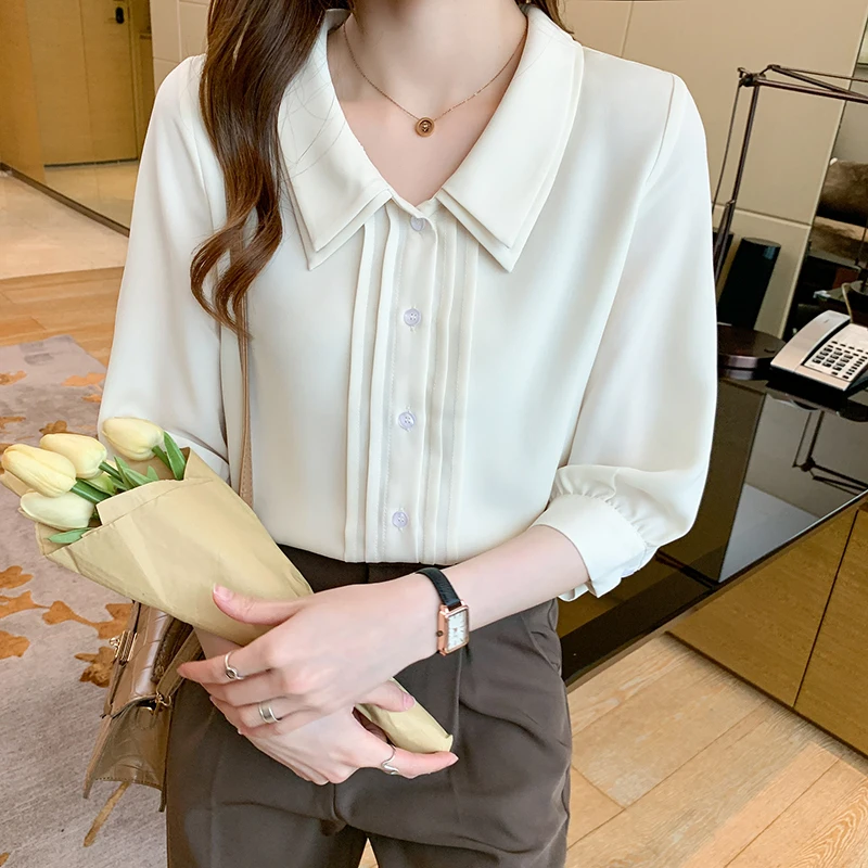 

Summer Korean Women Shirts Woman Short Sleeve Shirts Blouse Women Chiffon Shirt Office Lady White Shirt Tops Plus Size XXL