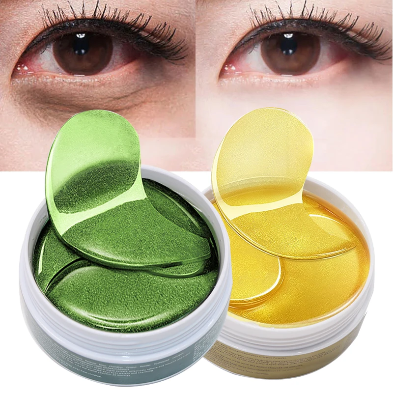 180/120/60 Pcs Collagen Crystal Eye Mask Green Golden Under Eye Patches Anti Wrinkle Dark Circles Puffy Gel Pads Mask for Face