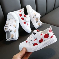 hot sale pineapple strawberry spring and autumn new soft bottom girls children students casual non slip pu leather sports shoes