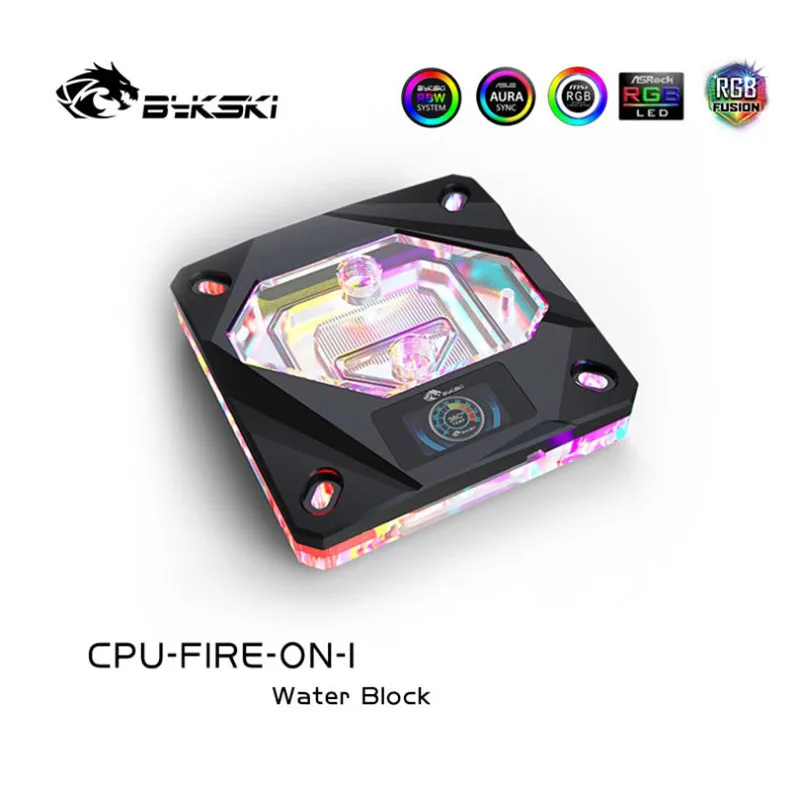 Водяной блок Bykski CPU с OLED дисплеем температуры для INTEL LGA1150/1151/1155/1156 2011 X99Water Cooler A RGB /