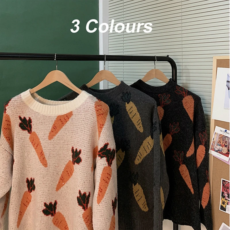 

Pullover Men Printed Fall Couples Teens Chic Mens Sweaters Ins Outwear Korean Style Fashion Knitted Tops Streetwear Ulzzang New