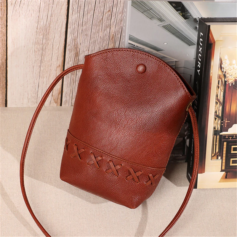 

Mini Shoulder Bags vintage Soft genuine leather Cell-Phone Shoulder Bag Ladies Crossbody Bag Female magnet buckle Messenger Bag