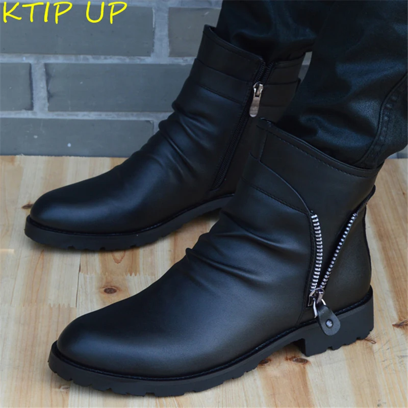 Роскошная осенне-зимняя обувь Ботинки Челси из натуральной кожи Мужская с мехом