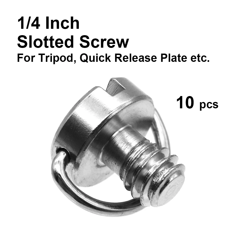 

10 pcs 1/4" 1/4 inch Slotted Camera Screw with C-Ring For Camera Tripod, Monopod, Quick Release Plate etc. camera accessory