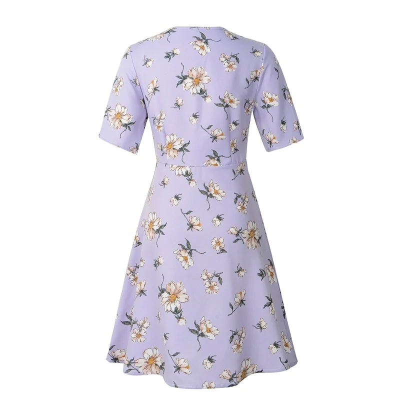 

2021 Spring Summer New Sexy Dress for Woman V-neck Fashion Printed European Plus Size Short Sleeve Dresses for Women