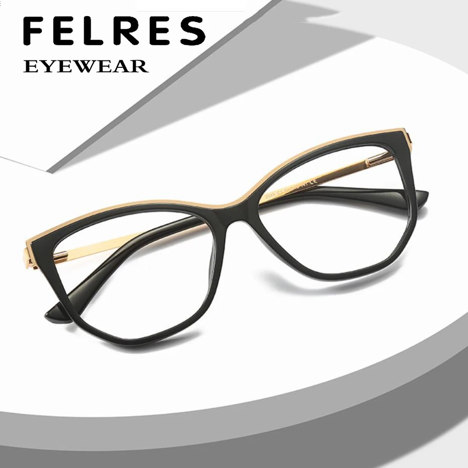 

FELRES TR90 Frame Women Optical Glasses Brand Design Anti-blue Light Eyewear Ladies Round Full Frame Classic Glasses New F2048