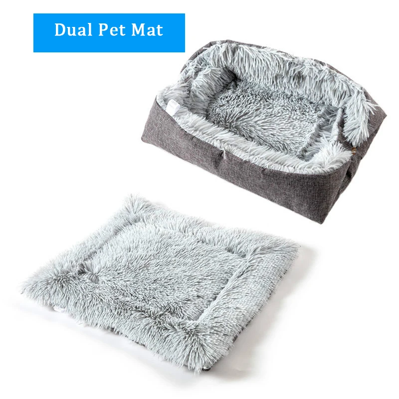 

Long Plush Super Soft Pet Cat Mat Breathable Dog Blanket Deep Sleep Reversible Double Layer Warm Comfortable Bed Dog Supplies