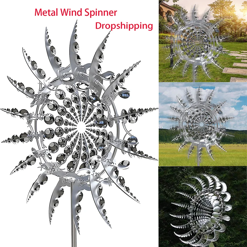 

Металлический ветряной Спиннер, украшение для сада, ветряной Ловец из нержавеющей стали, ветряные Спиннеры для газона, двора, патио, уличные...