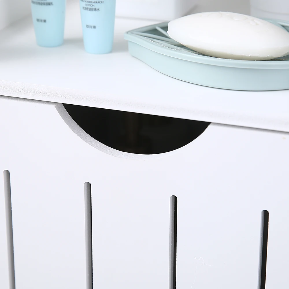

Three-Layer Two-Drawer Shelf Pvc long white wooden cabinets(31.5 x 30.5 x 85)cm