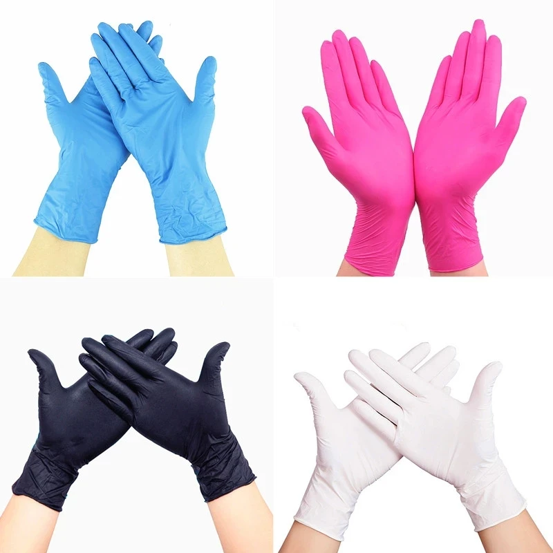 100PCS Rubber Gloves Disposable Kitchen / Rubber / Garden Life Universal Left And Right Hand Disposable Latex Gloves black
