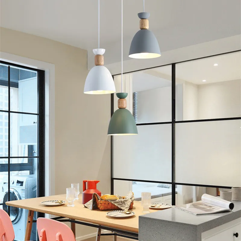 Деревянный современный подвесной светильник разных цветов для бара ресторана