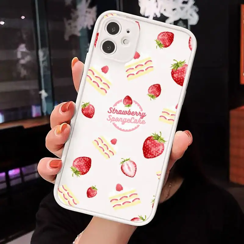

strawberry Phone Cases matte transparent For white iPhone 7 8 x xs xr 11 12 pro plus max mini Clear Funda
