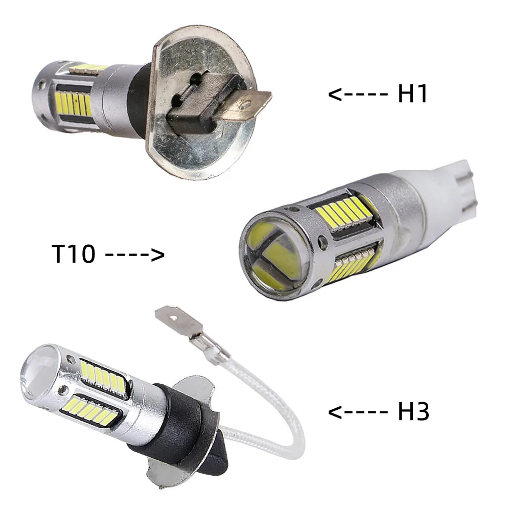 2 шт. H3 H1 T10 W5W 4014 30 SMD высокой Мощность Автомобильный светодиодный Белый туман