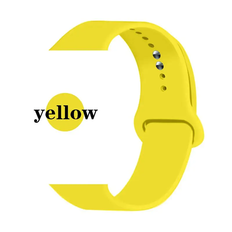 Yellow Oulucci Одноцветный ремешок для apple watch 38 мм/40 мм/42 мм/44 мм спортивный ремешок силиконовый ремешок аксессуары для apple watch 5/4/3/2/1 - Цвет ремешка: Yellow