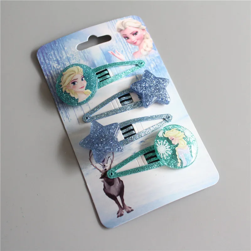4PCS/Set Disney Kid Hair Pins Elsa Princess Head Wear Girl Children Clips Doll Accessories HairPin Bow Gift BB Clip Good | Детская