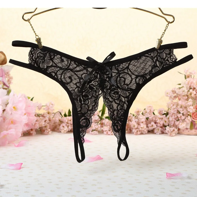 

Lace Hollow Out Crotchless Women Sexy Panties Transparent Low Waist Unterwasche Damen Floral Bow Tempting Cueca Feminina P5132
