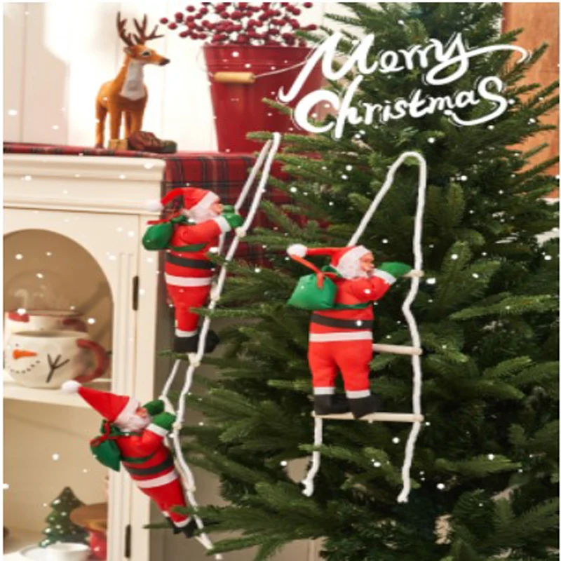 

Navidad Tree Pendants Santa Claus Climbing Ladders Christmas Decorations Home Shops Shopping Malls Setting Up Decoration 크리스마스