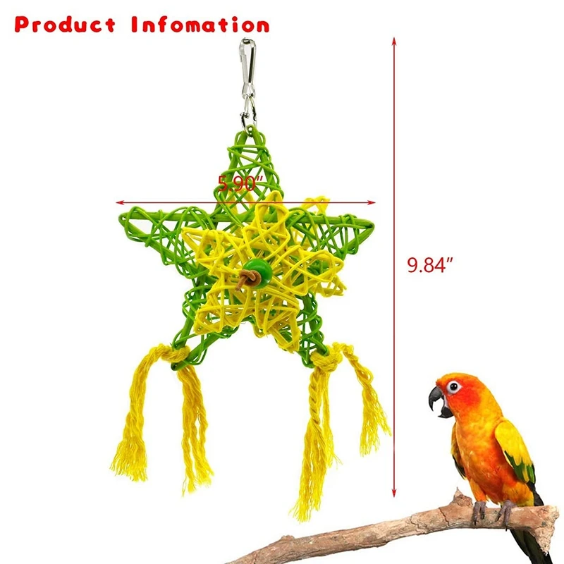 

3Pcs Bird Shredder Toys Bird Parrot Toys Bird Chewing Toy Bamboo Bird Shredding Hanging Toy Parrot foraging Toy