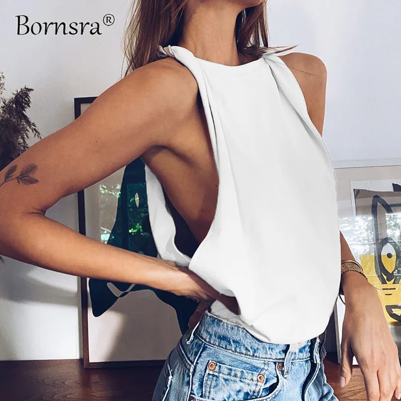 

Bornsra 2021 Летний Новый женский жилет сплошной цвет жилет сексуальный твист Свободный жилет женский топ