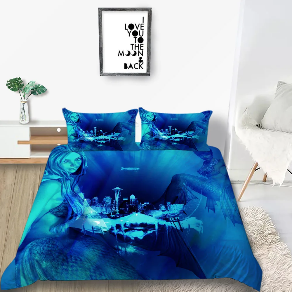 Комплект постельного белья с 3D-принтом русалка красивое очаровательное