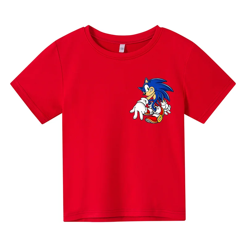 

2021 estate puro cotone Cartoon Sonic t-shirt per bambini manica corta ragazzi ragazze Casual vestiti carini T-shirt per bambini