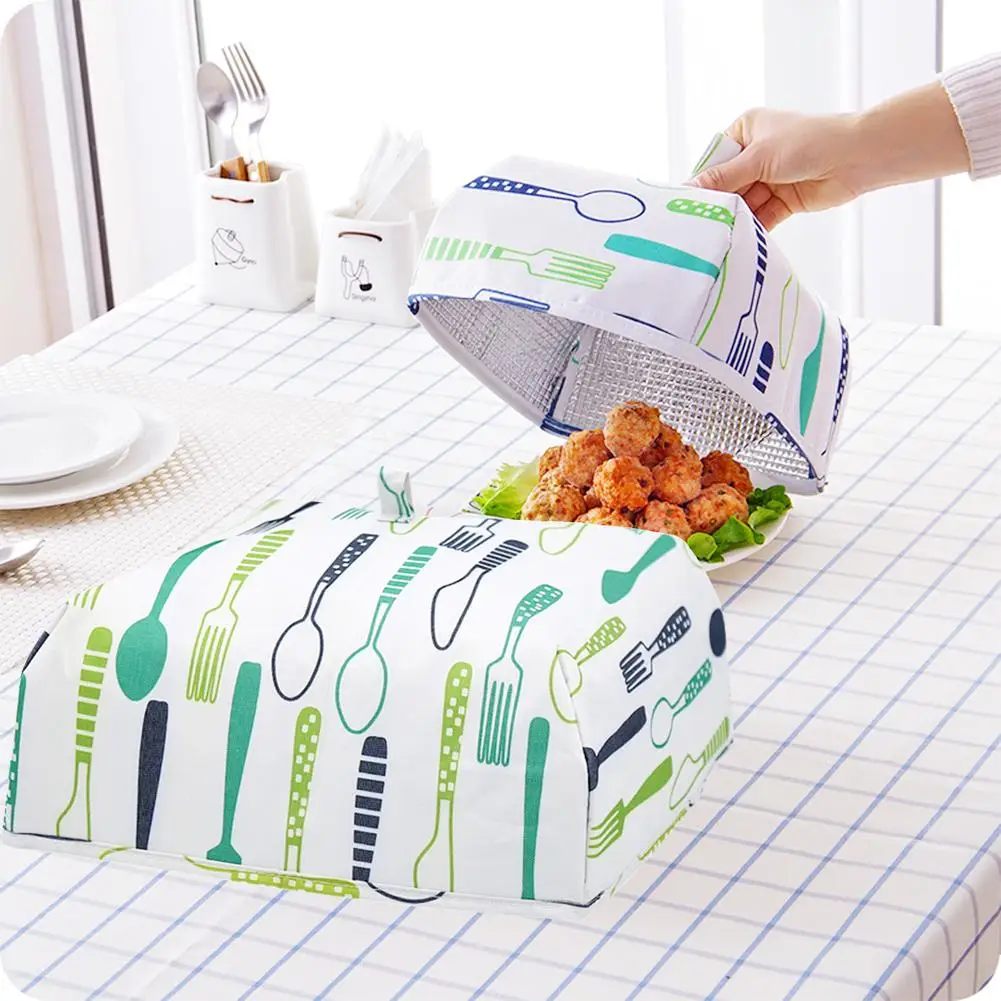 

Kitchen Insulation Aluminum Foil Food Cover Folded Anti Fly Mosquito Cover Keep Warm Food Cover Kitchen Gadgets