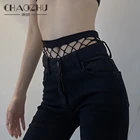 Сексуальные женские трусики-стринги CHAOZHU, черные, белые, со средней талией, в сеточку, размера плюс