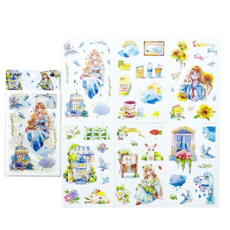 

6 Sheets Silver Stamp Fairy Girls Paper Sticker Adhesive Stick Label