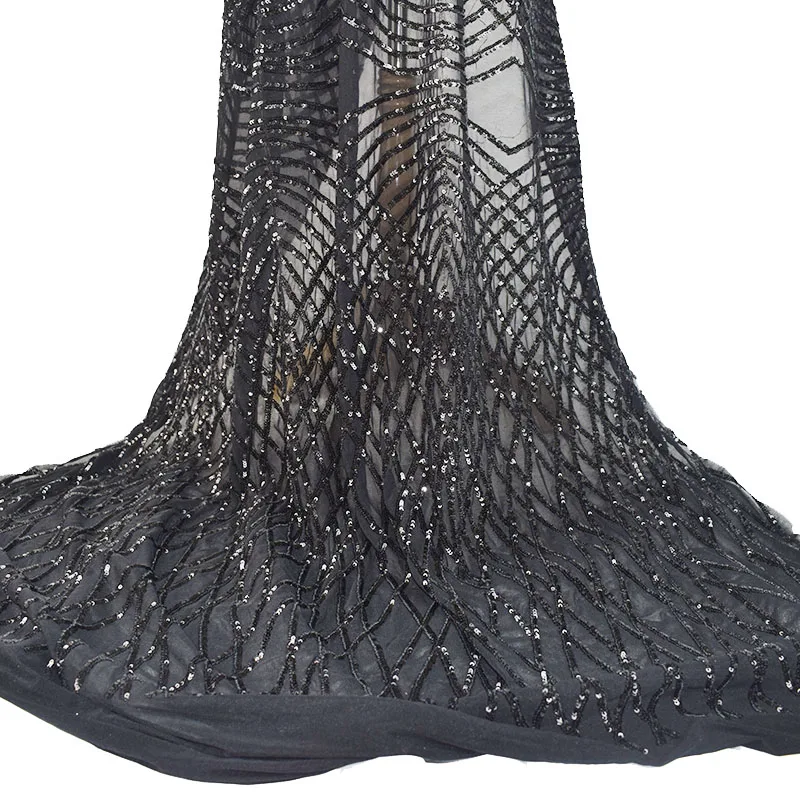 Эластичная пряжа блесток вышивка ткань дизайнер DIY элегантное вечернее платье