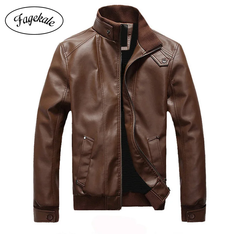 2019 autumn and winter new men's leather jacket stand collar zipper pu men motorcycle | Мужская одежда