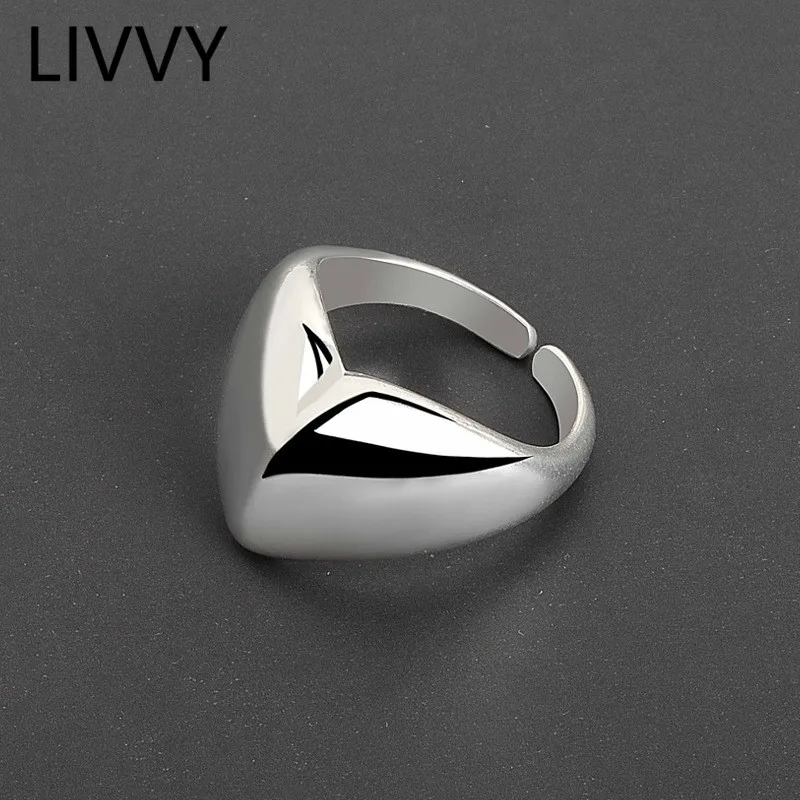 

LIVVY Silver Color Smooth Love Heart Opening Ring for Women High-Quality Exquisite Elegant Finger Jewlery