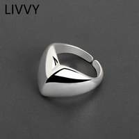 livvy silver color smooth love heart opening ring for women high quality exquisite elegant finger jewlery