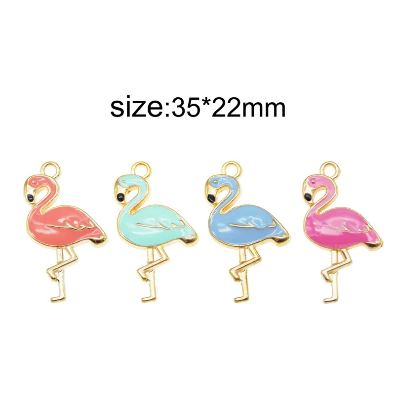 4 шт. эмалированные подвески в виде фламинго | Украшения и аксессуары