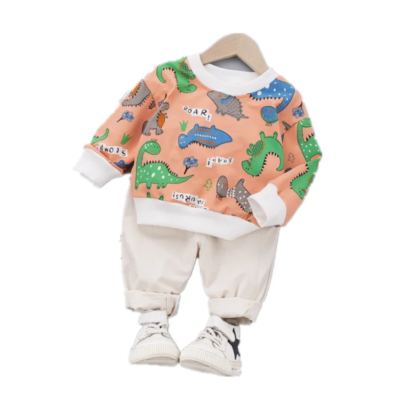 2 шт./компл. Детская футболка с мультяшным принтом на весну/осень|Комплекты одежды