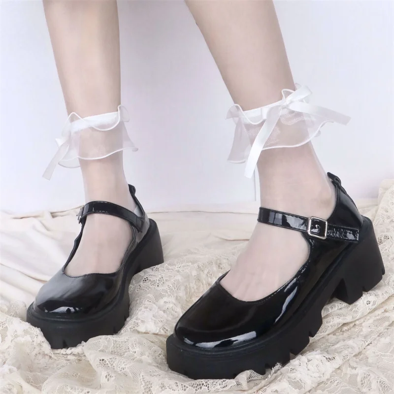 Японские носки с бантиком летнее платье из пряжи и тюля для девочек в стиле