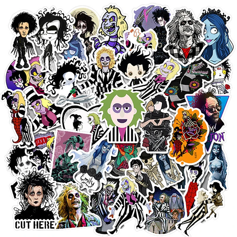 

10/30/50PCS Movie Tim Burton Stickers for Laptop Water Bottle Skateboard Fridge Waterproof Graffiti Decals Sticker Packs Kid Toy
