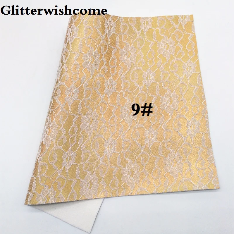Glitterwishcome 21X29 см A4 размер винил для бантов металлик Синтетическая кожа со стеганым кружевом искусственная кожа листы для бантов, GM093A - Цвет: 9