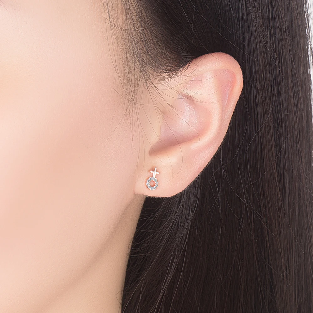 Серьги-гвоздики с символами пары для девочек и мальчиков 100% проба серебро 925