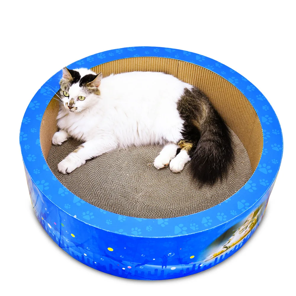 

pet supplies Pet cat scratch board, large round barrel litter board claw toy give grass