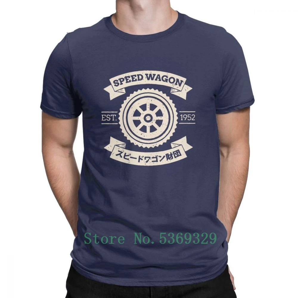 Мужская футболка Spw speed Wagon Foundation Jojos Необычные приключения с круглым вырезом